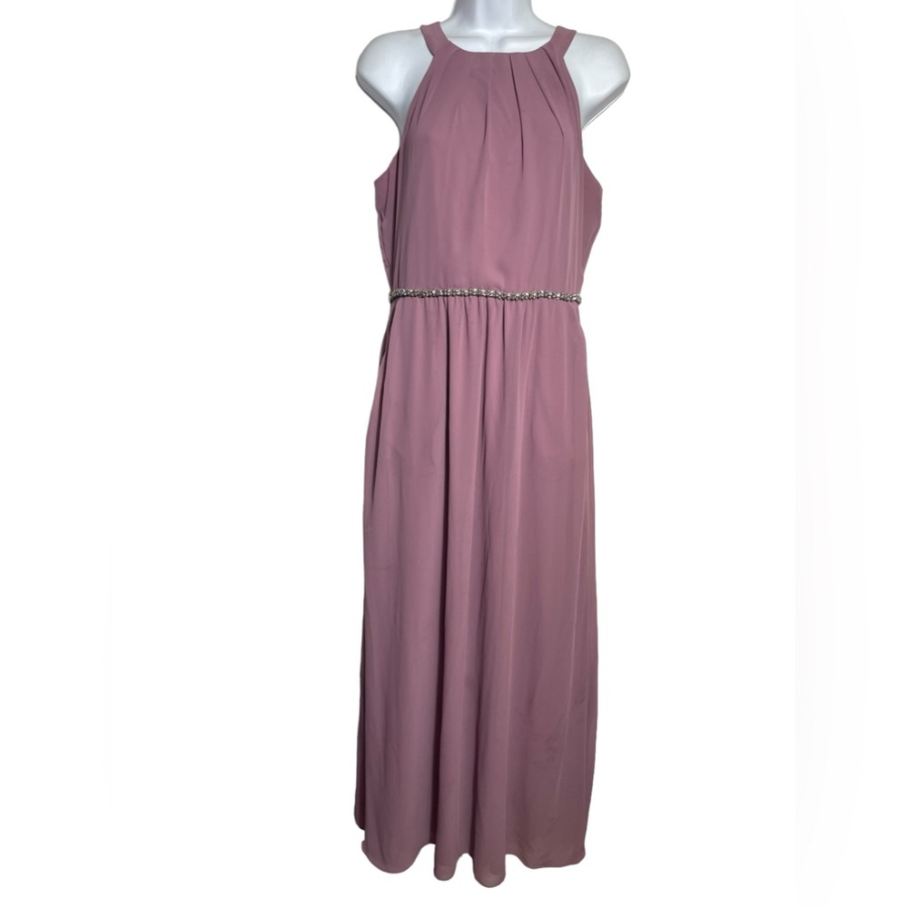 SLNY dress size 8‎ mauve pink long evening cocktail dress w/rhinestones 🩷